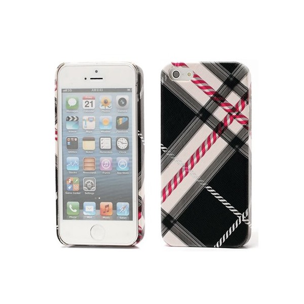 „Burberry“ stila apvalks - melns (iPhone 5 / 5S / SE 2016)