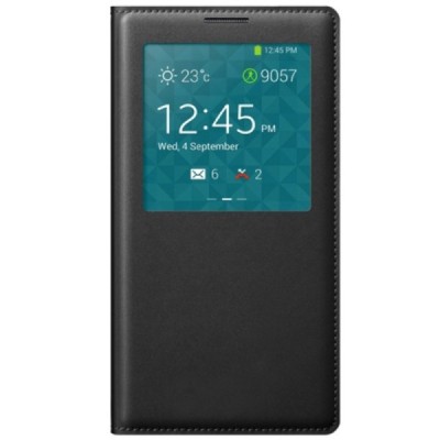 Samsung Galaxy Note 3 juodas odinis atverčiamas „View Window“ dėklas su langeliu / Priedai.lt