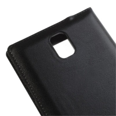 Samsung Galaxy Note 3 juodas odinis atverčiamas „View Window“ dėklas su langeliu / Priedai.lt