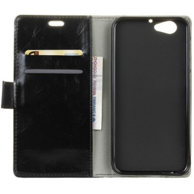 HTC One A9s atvēramais ādas melns maciņš (maks) / Vacins.lv