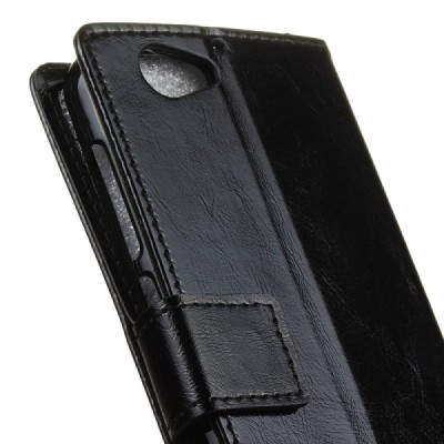 HTC One A9s atvēramais ādas melns maciņš (maks) / Vacins.lv