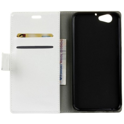 HTC One A9s atvēramais ādas balts maciņš (maks) / Vacins.lv