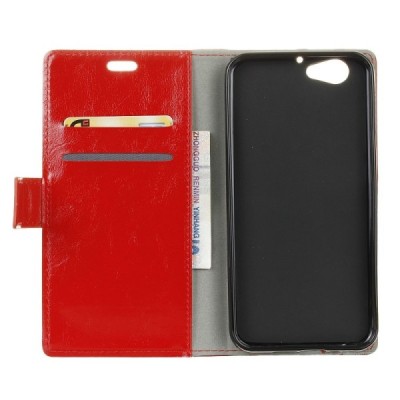 HTC One A9s atvēramais ādas sarkans maciņš (maks) / Vacins.lv