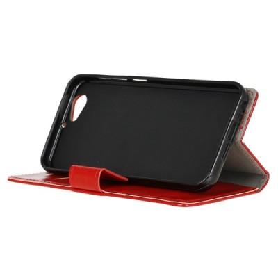 HTC One A9s atvēramais ādas sarkans maciņš (maks) / Vacins.lv