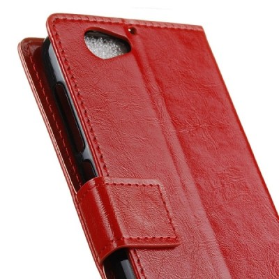 HTC One A9s atvēramais ādas sarkans maciņš (maks) / Vacins.lv