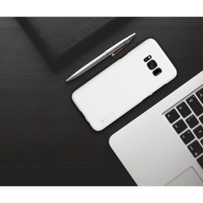 Samsung Galaxy S8 (G950) Nillkin Frosted Shield baltas plastikinis dėklas + apsauginė ekrano plėvelė / Priedai.lt