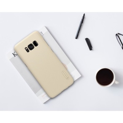 Samsung Galaxy S8 (G950) Nillkin Frosted Shield auksinis plastikinis dėklas + apsauginė ekrano plėvelė / Priedai.lt