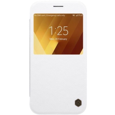 Greznais „Nillkin“ Qin sērijas ādas atvērams balts Samsung Galaxy A3 (2017) A320 maciņš / Vacins.lv