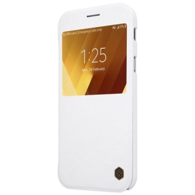 Greznais „Nillkin“ Qin sērijas ādas atvērams balts Samsung Galaxy A3 (2017) A320 maciņš / Vacins.lv