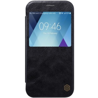 Prabangus „Nillkin“ Qin serijos juodas odinis atverčiamas Samsung Galaxy A5 (2017) A520 dėklas - knygutė / Priedai.lt