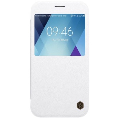 Prabangus „Nillkin“ Qin serijos baltas odinis atverčiamas Samsung Galaxy A5 (2017) A520 dėklas - knygutė / Priedai.lt