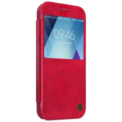 Prabangus „Nillkin“ Qin serijos raudonas odinis atverčiamas Samsung Galaxy A5 (2017) A520 dėklas - knygutė / Priedai.lt