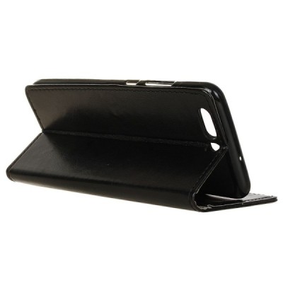 Huawei P10 atverčiamas juodas odinis dėklas, knygutė - piniginė / Priedai.lt