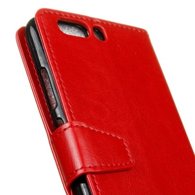 Huawei P10 atverčiamas raudonas odinis dėklas, knygutė - piniginė / Priedai.lt