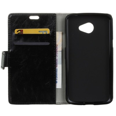 LG K5 (X220DSH) atvēramais ādas melns maciņš (maks) / Vacins.lv