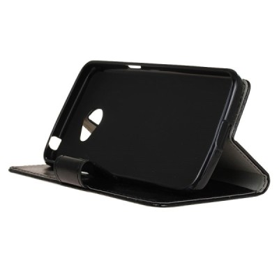 LG K5 (X220DSH) atvēramais ādas melns maciņš (maks) / Vacins.lv