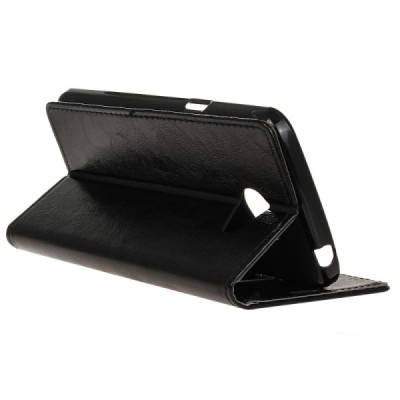 LG K5 (X220DSH) atvēramais ādas melns maciņš (maks) / Vacins.lv