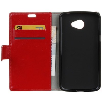 LG K5 (X220DSH) atvēramais ādas sarkans maciņš (maks) / Vacins.lv