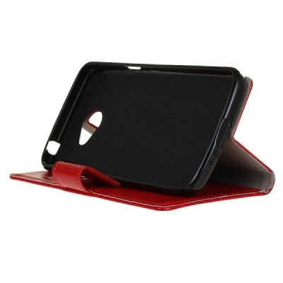 LG K5 (X220DSH) atvēramais ādas sarkans maciņš (maks) / Vacins.lv