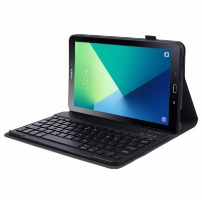 Samsung Galaxy Tab A 10.1 2016 (T580, T585) atverčiamas juodas odinis dėklas su bluetooth belaide klaviatūra / Priedai.lt