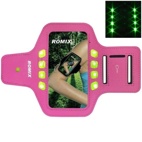 „Romix“ Led apvalks sportam (rokas saite) - rozs (L izmērs)