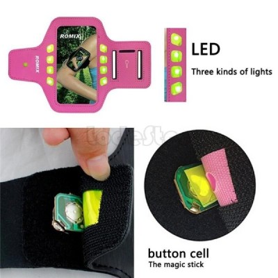 „Romix“ Led apvalks sportam (rokas saite) - rozs, universāls (L izmērs) / Vacins.lv
