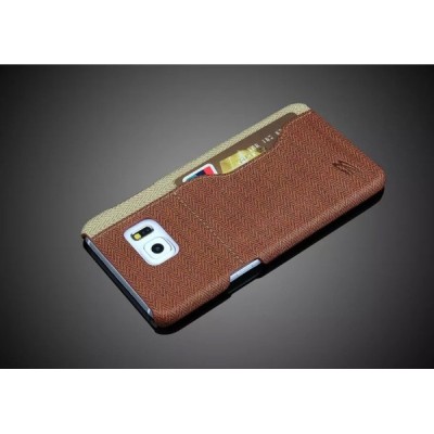 Samsung Galaxy S6 (G920) „Vintage“ Leather brūns ādas apvalks ar iebūvētu karšu turētāju / Vacins.lv