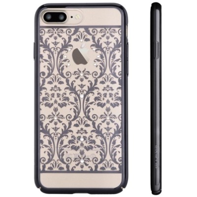 Apple iPhone 7 Plus (iPhone 8 Plus) Plus Devia Crystal Baroque Swarovski plastikinis skaidrus permatomas juodas dėklas su krista