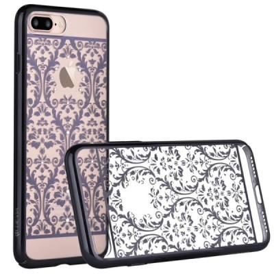 Apple iPhone 7 Plus (iPhone 8 Plus) Plus Devia Crystal Baroque Swarovski plastikinis skaidrus permatomas juodas dėklas su krista