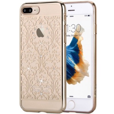 Apple iPhone 7 Plus (iPhone 8 Plus) Devia Crystal Baroque Swarovski plastikinis skaidrus permatomas auksinis dėklas su kristalai