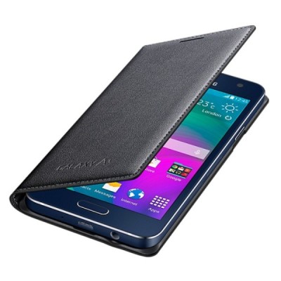 Samsung Galaxy A3 originalus Flip Cover atverčiamas juodas odinis dėklas - piniginė / Priedai.lt