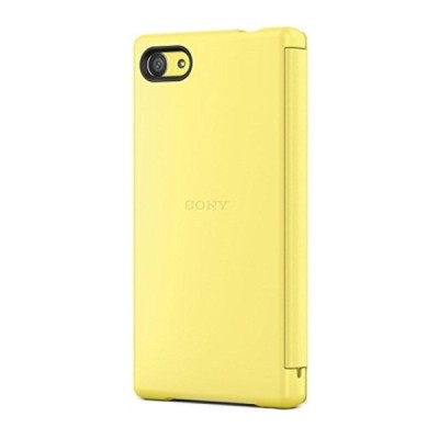 Oficialius Sony Xperia Z5 Compact Style Cover Window geltonas atverčiamas dėklas SCR44 / Priedai.lt