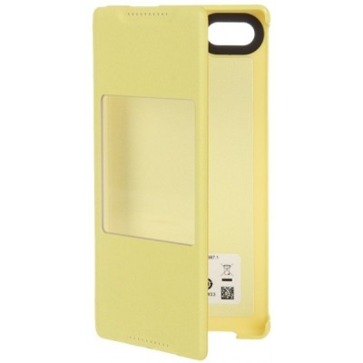 Oficialius Sony Xperia Z5 Compact Style Cover Window geltonas atverčiamas dėklas SCR44 / Priedai.lt