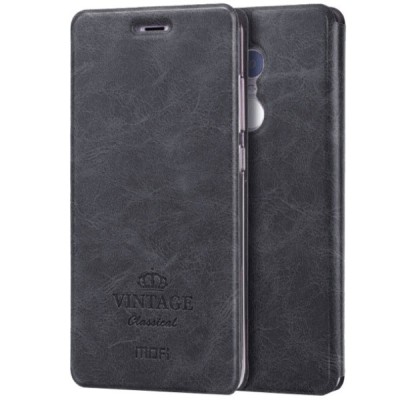 Xiaomi Redmi Note 4 „Mofi“ Vintage sērijas melns ādas atvērams maciņš / Vacins.lv