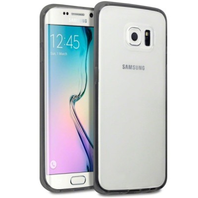 Dzidrs / melns cieta silikona un plastmasas Samsung Galaxy S6 Edge, apvalks / vacins.lv