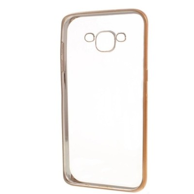 Samsung Galaxy J5 (J500) Silikoninis skaidrus dėklas, auksinis / Priedai.lt