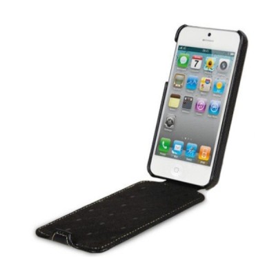 „Melkco“ atverčiamas juodas odinis Apple iPhone SE (5, 5s) dėklas (dėkliukas) / Priedai.lt