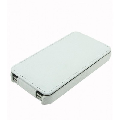 Apple iPhone 4S klasisks „Melkco“ vertikāli atvēramais ādas balts maciņš / Vacins.lv