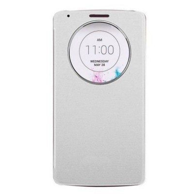 LG G3 D855 (D850, D851) ādas atvēramais balts maciņš ar lodziņu / Vacins.lv