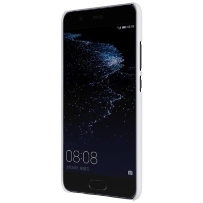 Huawei P10 Nillkin Frosted Shield baltas plastikinis dėklas + apsauginė ekrano plėvelė / Priedai.lt