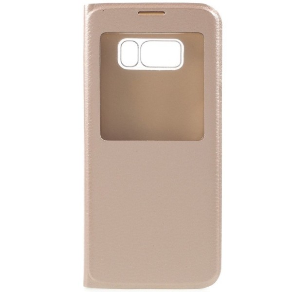 Atvēramais maciņš ar lodziņu - zelta (Galaxy S8)