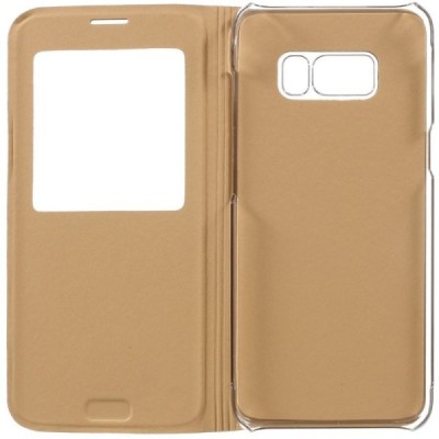 Samsung Galaxy S8 (G950) atvēramais maciņš ar lodziņu - zelta / Vacins.lv