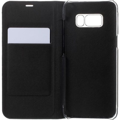 Samsung Galaxy S8 (G950) juodas odinis atverčiamas Smart Wallet dėklas - piniginė / Priedai.lt