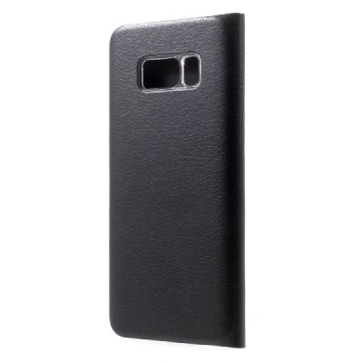Samsung Galaxy S8 (G950) juodas odinis atverčiamas Smart Wallet dėklas - piniginė / Priedai.lt