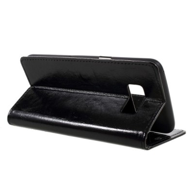 Samsung Galaxy S8 (G950) atvēramais ādas melns maciņš (maks) / Vacins.lv