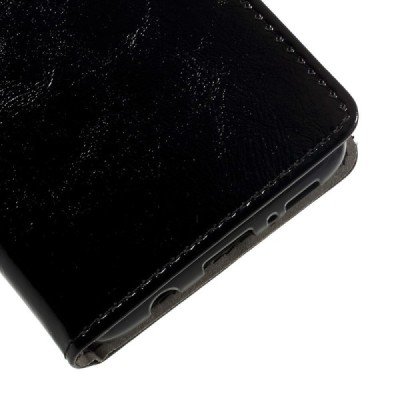 Samsung Galaxy S8 (G950) atvēramais ādas melns maciņš (maks) / Vacins.lv