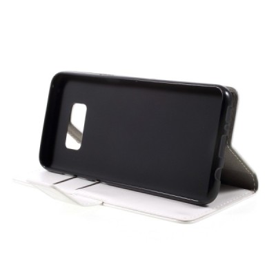 Samsung Galaxy S8 (G950) atvēramais ādas balts maciņš (maks) / Vacins.lv