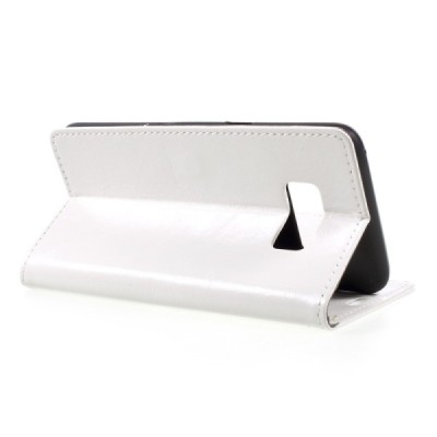 Samsung Galaxy S8 (G950) atvēramais ādas balts maciņš (maks) / Vacins.lv