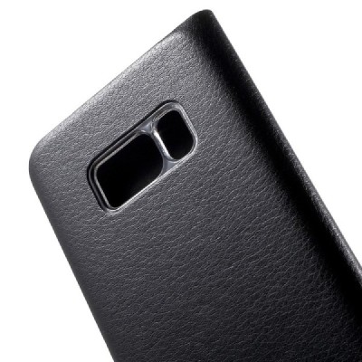 Samsung Galaxy S8+ (G955) juodas odinis atverčiamas Smart Wallet dėklas - piniginė / Priedai.lt