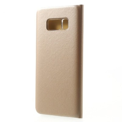 Samsung Galaxy S8+ (G955) zelta atvēramais Smart Wallet ādas maciņš - maks / Vacins.lv